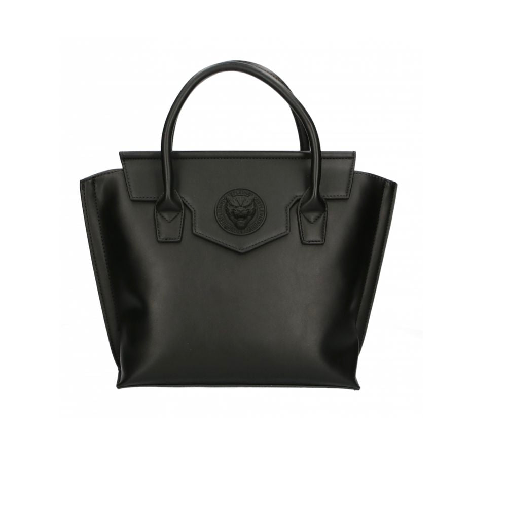 Plein Sport Sleek Black Tote With Chic Logo Detail