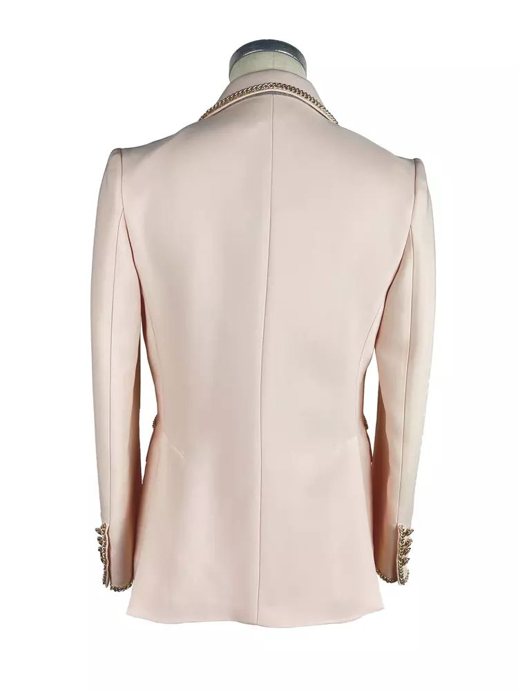 Elisabetta Franchi Chic Blush Blazer with Gold Detailing