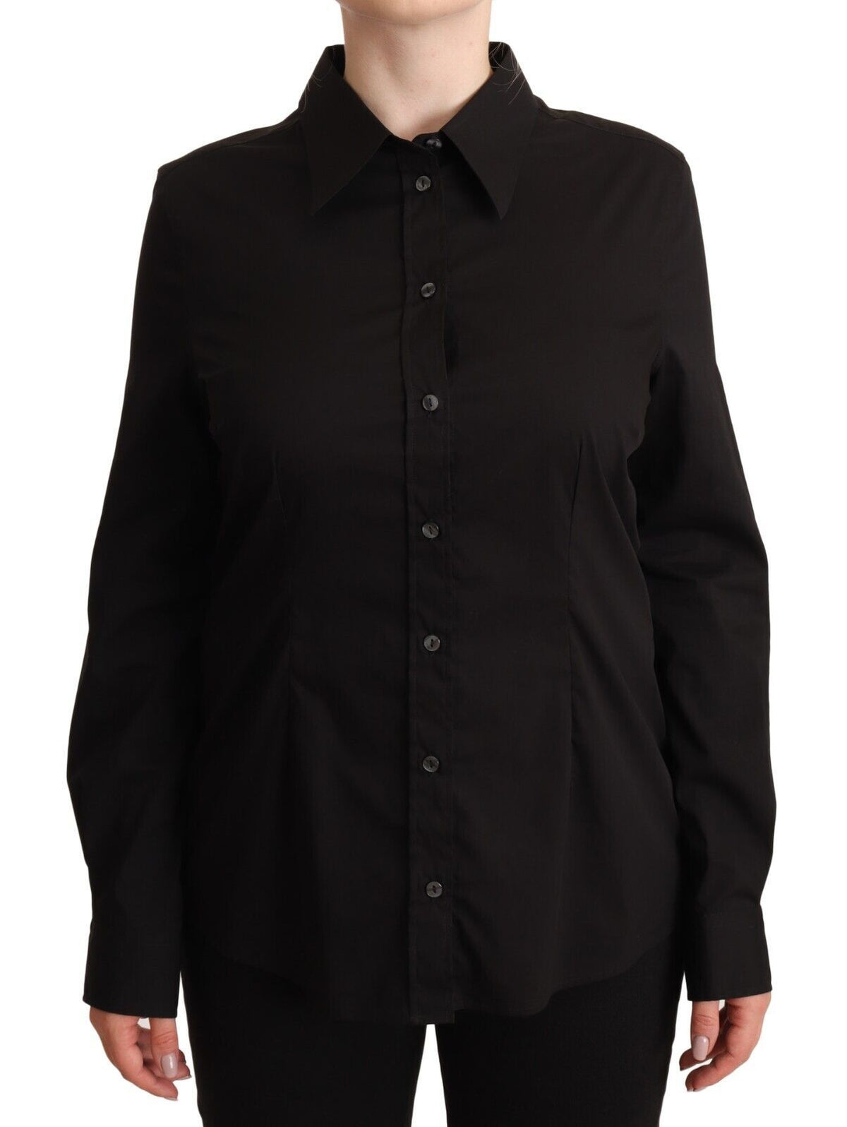 Dolce & Gabbana Elegant Black Cotton Blend Collared Top