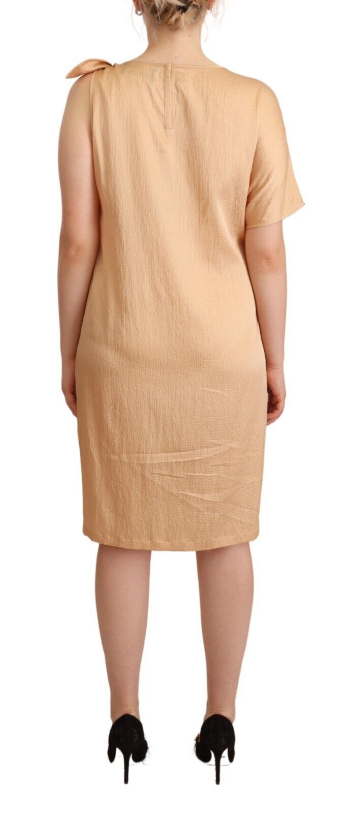 Moschino Beige One Sleeve Knee Length Shift Dress