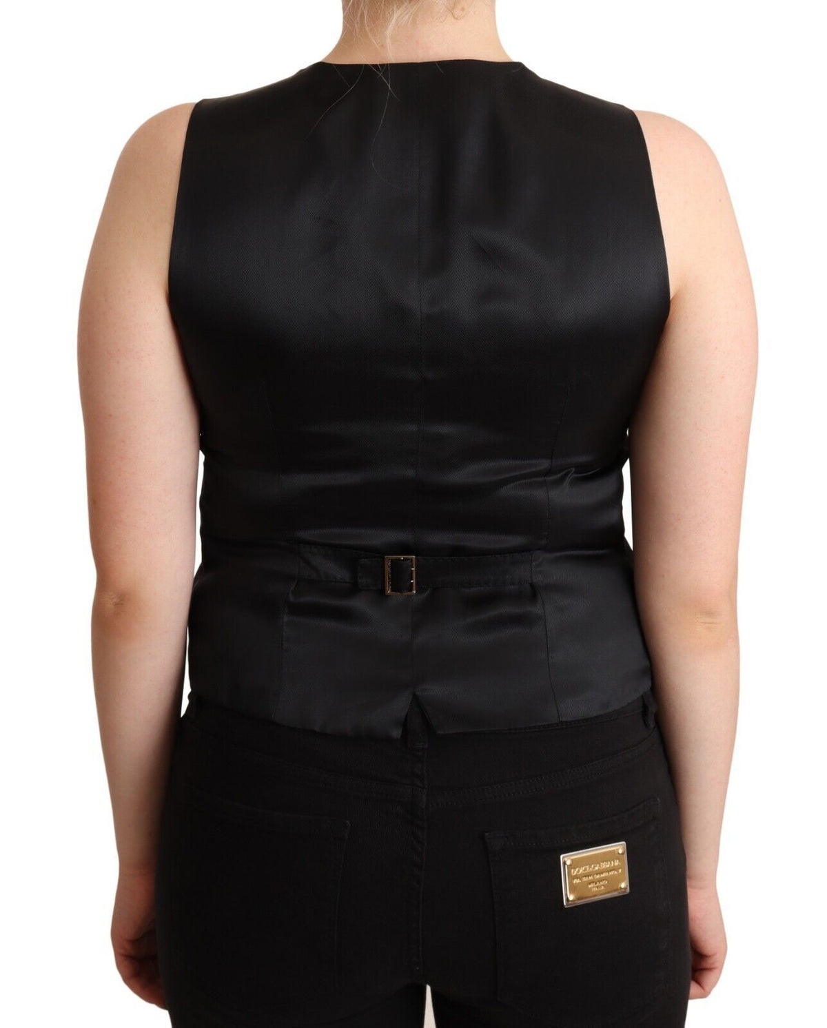 Dolce & Gabbana Elegant Black Wool Blend Waistcoat Vest Top