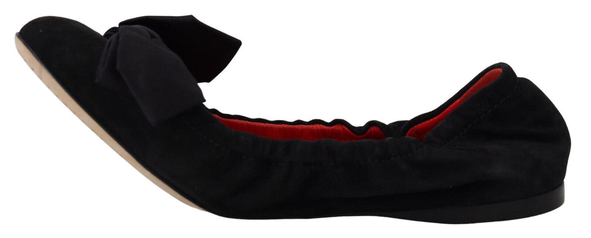 Dolce & Gabbana Elegant Black Suede Ballet Flats