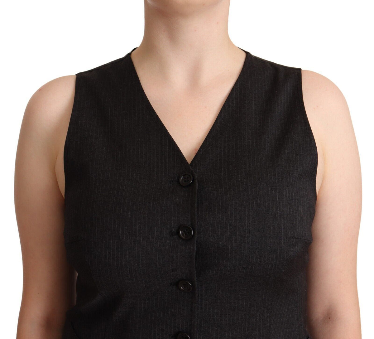 Dolce & Gabbana Elegant Black Wool Blend Waistcoat Vest Top