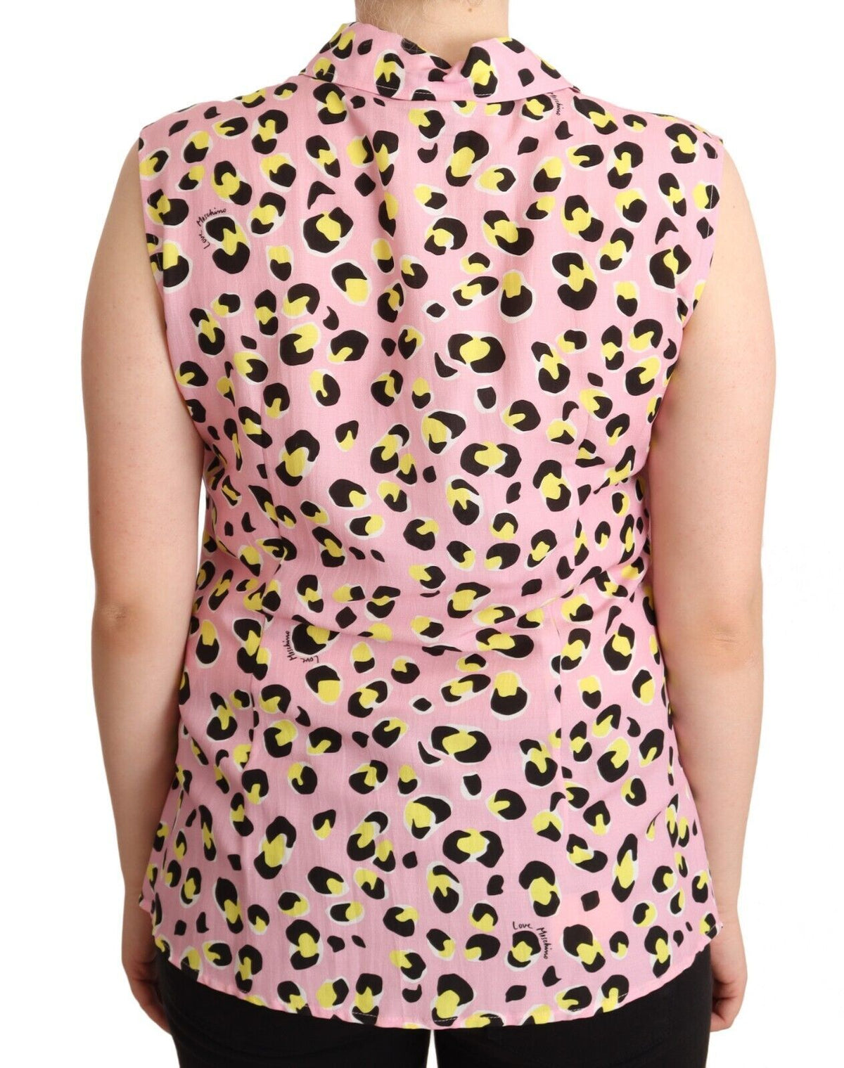 Love Moschino Sleeveless Leopard Print Polo Top