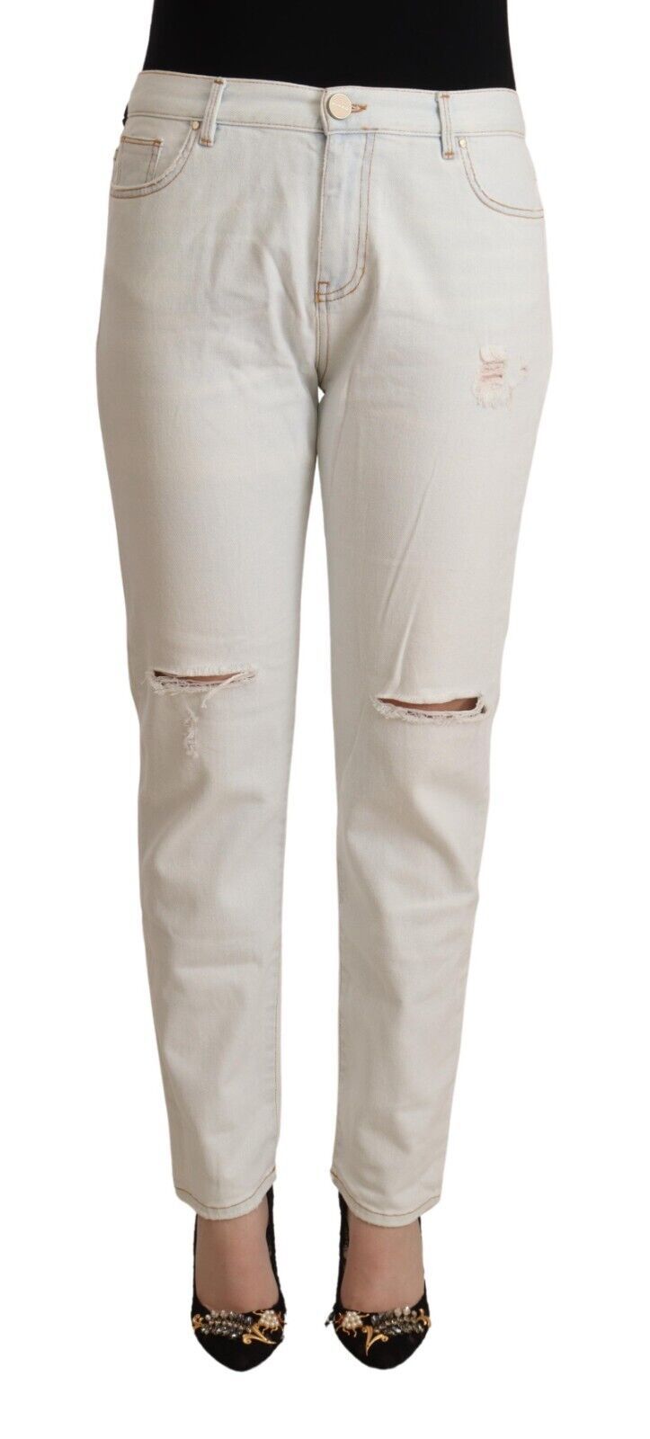 Pinko White Mid Waist Skinny Denim Jeans