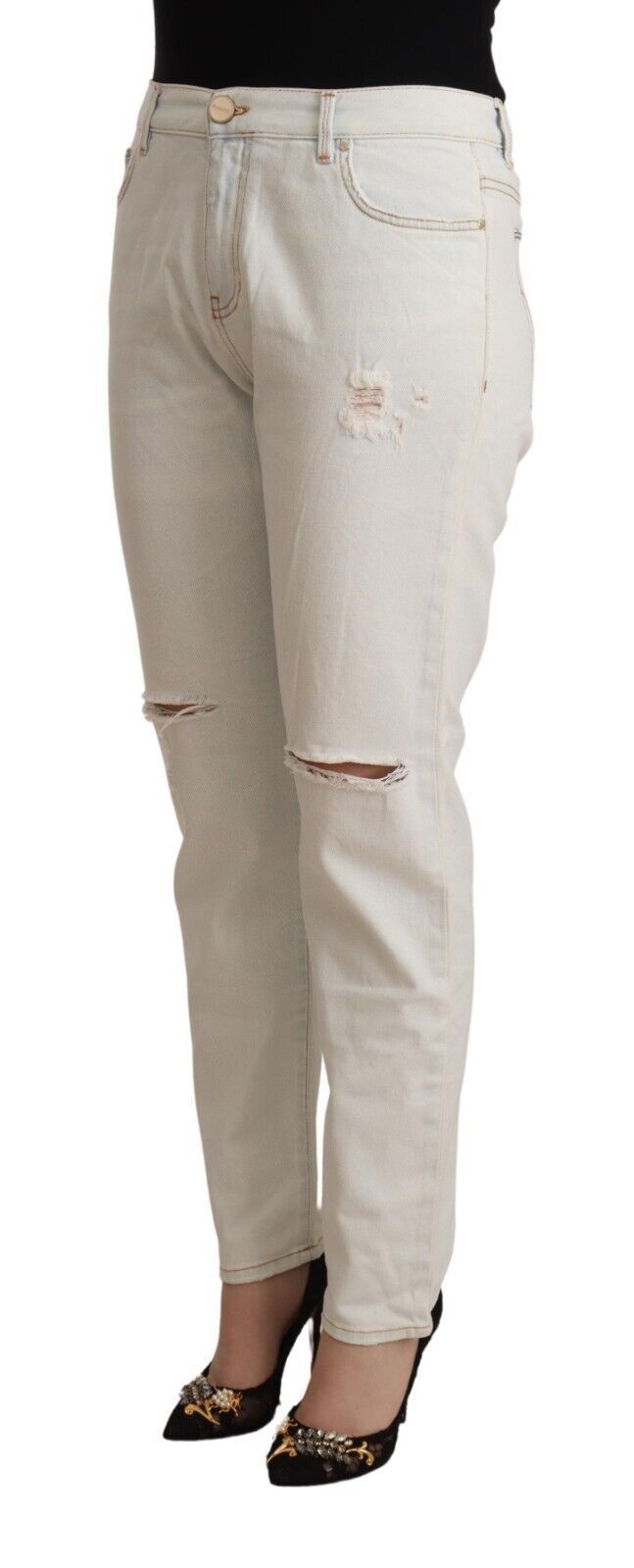 Pinko White Mid Waist Skinny Denim Jeans