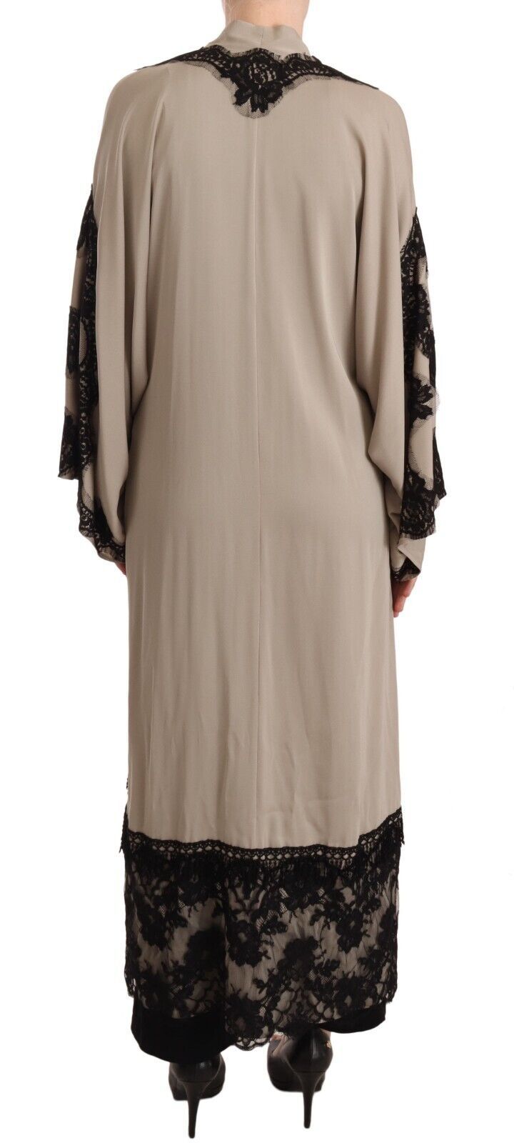 Dolce & Gabbana Elegant Beige Embroidered Lace Kaftan Dress