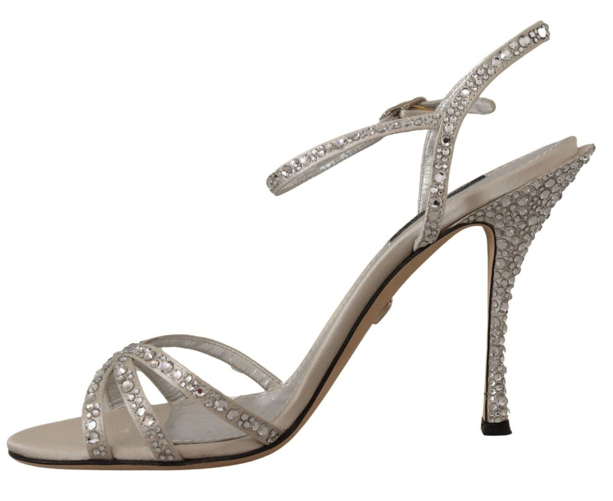 Dolce & Gabbana Crystal-Embellished Silk Blend Heels