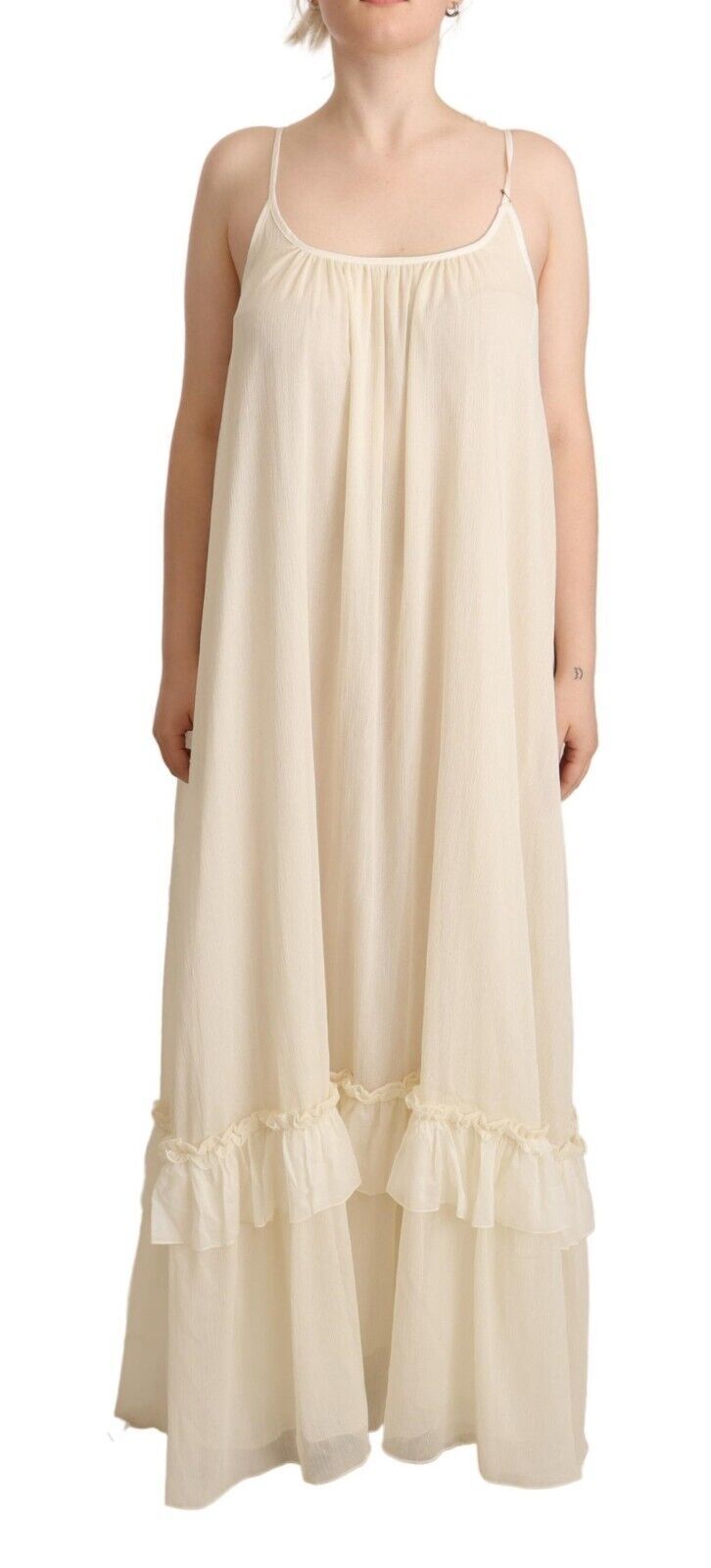 Elegant Off White A-Line Floor Length Dress