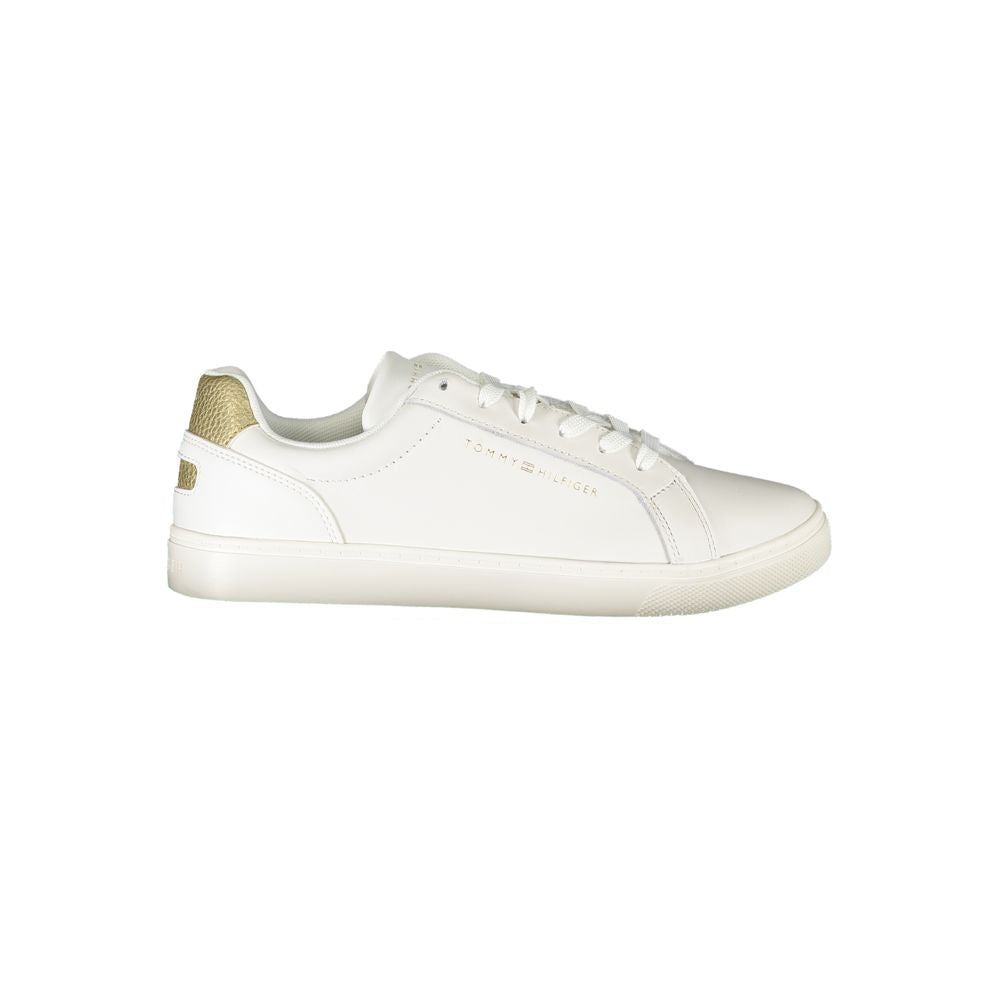 Tommy Hilfiger Chic White Lace-Up Sneakers with Contrast Details