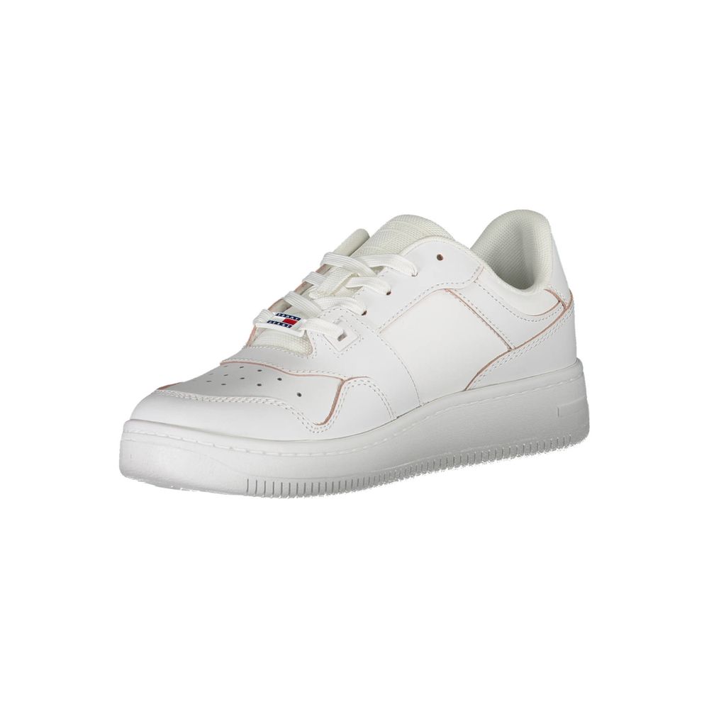 Tommy Hilfiger Chic White Lace-up Sneakers with Contrast Detail